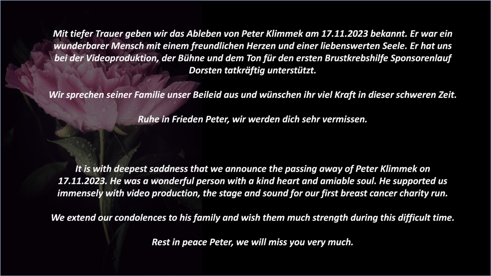 Gedenken an Peter Klimmek